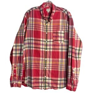J.Crew Indian Madras Shirt In Plaid Mens XLT Red Multi Preppy Classic Cotton